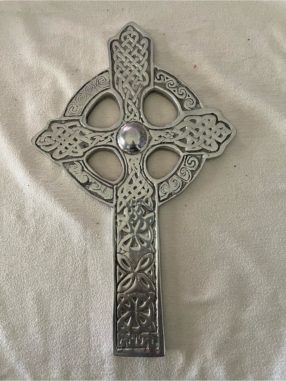 Silver Celtic Cross Wall Decor - Decorative Metal Cross